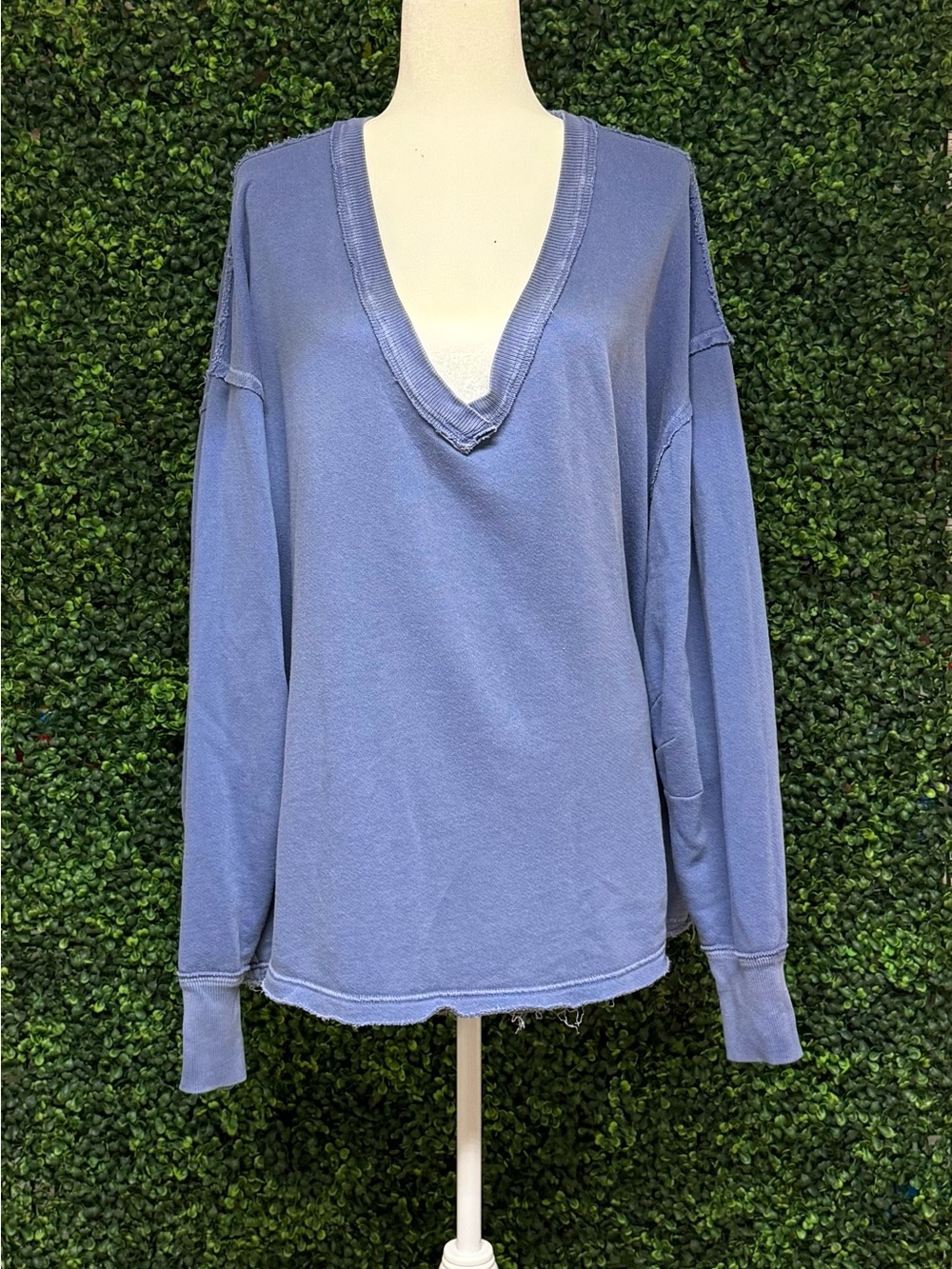 Free People We The Free Venice V-Neck Sweatshirt Blue M